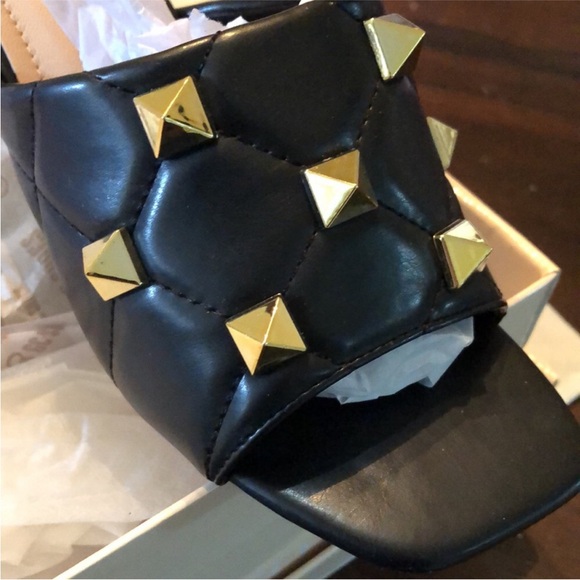 🌟G. C. Shoes Quilted Studded slip on chunky heel sandals storage bags & box - Picture 4 of 16